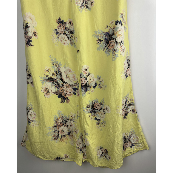 Anthropologie x Feather Bone Wide Leg Pants Yellow Floral Linen Blend Size 2 - Picture 5 of 13